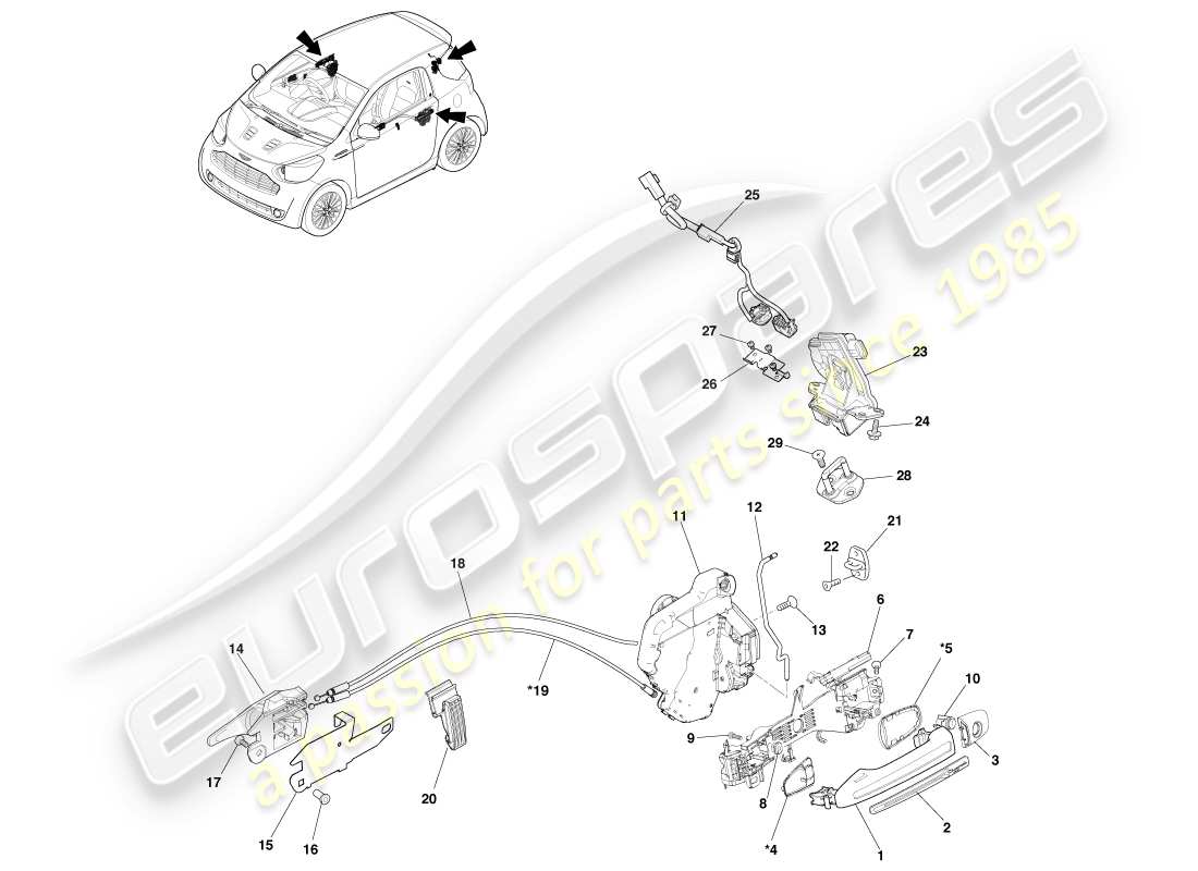 a part diagram from the aston martin cygnet parts catalogue