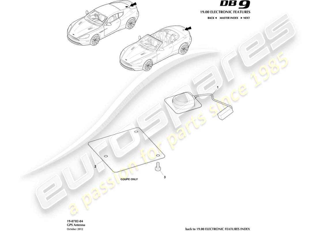 aston martin db9 (2017) gps antenna part diagram