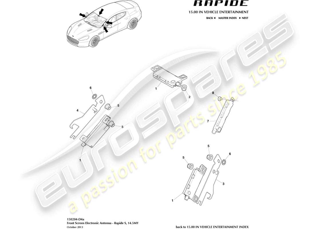 aston martin rapide (2019) electronic antenna, 14.5my on part diagram
