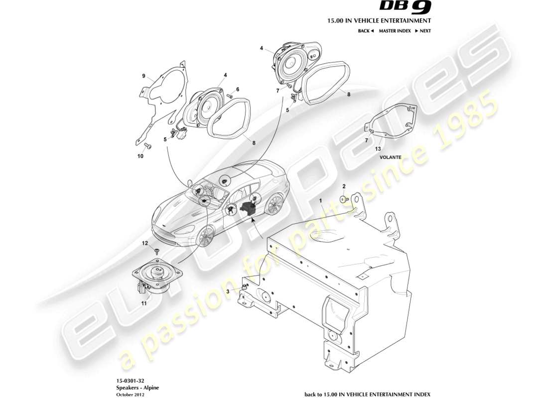aston martin db9 (2015) speakers, alpine parts diagram