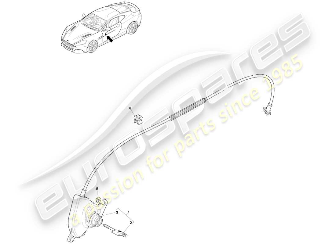 aston martin vanquish (2014) lock set and keys part diagram