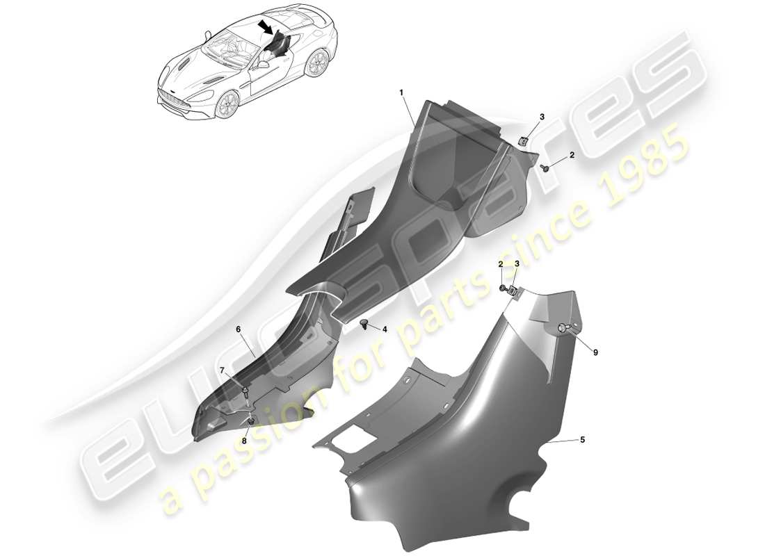 aston martin vanquish (2013) rear console, coupe 2+2 parts diagram