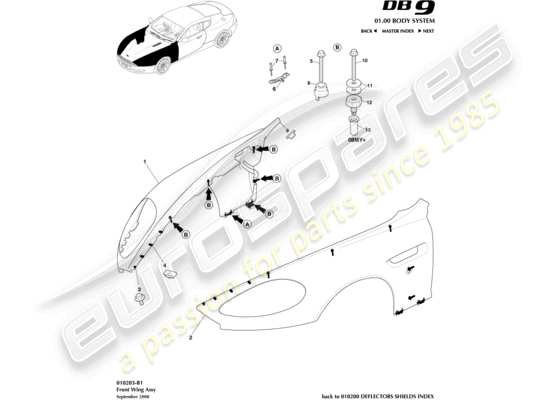 a part diagram from the aston martin db9 (2005) parts catalogue