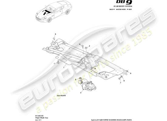 a part diagram from the aston martin db9 (2010) parts catalogue