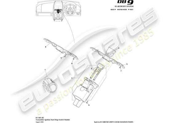 a part diagram from the aston martin db9 (2008) parts catalogue