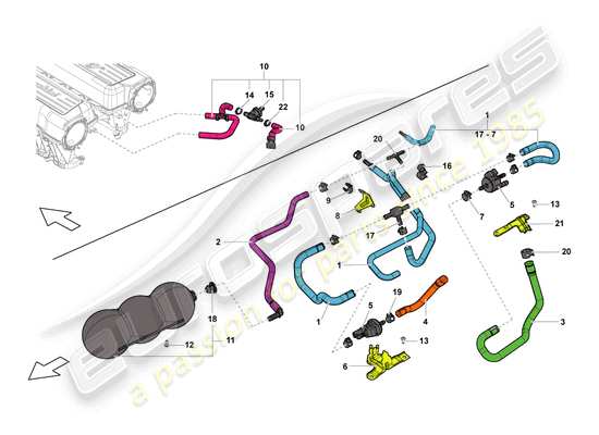 a part diagram from the lamborghini lp550-2 coupe (2011) parts catalogue