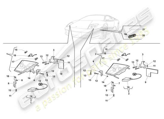 a part diagram from the lamborghini lp640 roadster (2008) parts catalogue