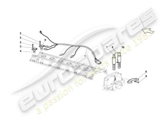 a part diagram from the lamborghini lp640 roadster (2007) parts catalogue