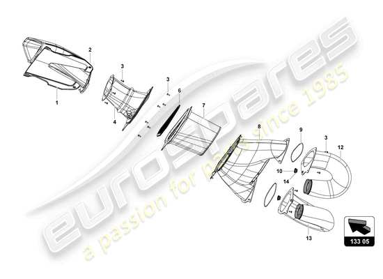 a part diagram from the lamborghini huracan squadra corse parts catalogue