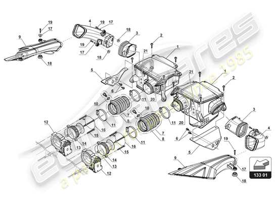 a part diagram from the lamborghini huracan squadra corse parts catalogue