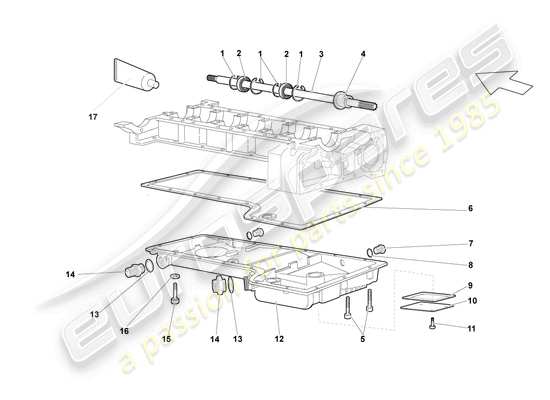 a part diagram from the lamborghini lp640 roadster (2010) parts catalogue