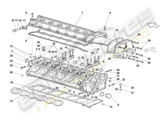 a part diagram from the lamborghini lp640 roadster (2009) parts catalogue