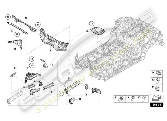 a part diagram from the lamborghini urus s (2023) parts catalogue