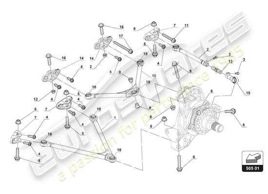 a part diagram from the lamborghini huracan squadra corse parts catalogue