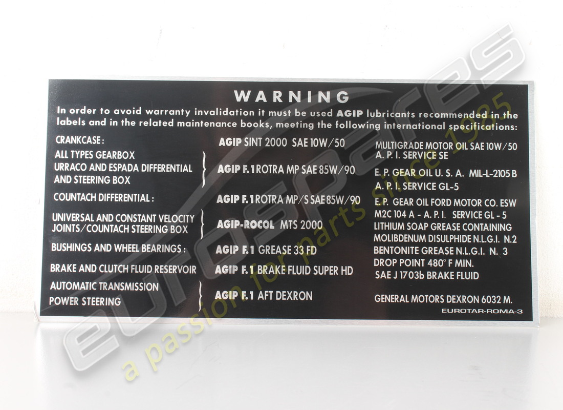NEW LAMBORGHINI WARNING LUBRICANTS STICKER. PART NUMBER LST014 (1) new lamborghini warning lubricants sticker. part number lst014 (1)