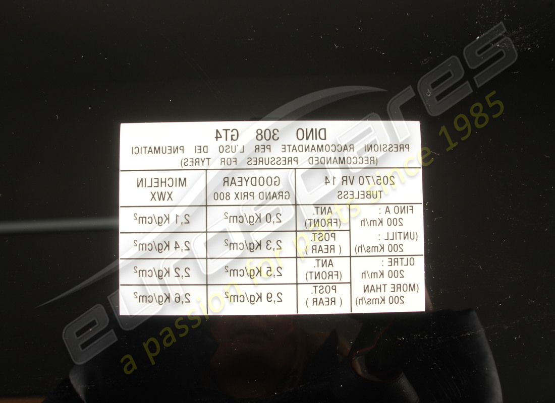 NEW FERRARI 308 GT4 TYRE PRESSURE STICKER. PART NUMBER FST016 (1) new ferrari 308 gt4 tyre pressure sticker. part number fst016 (1)