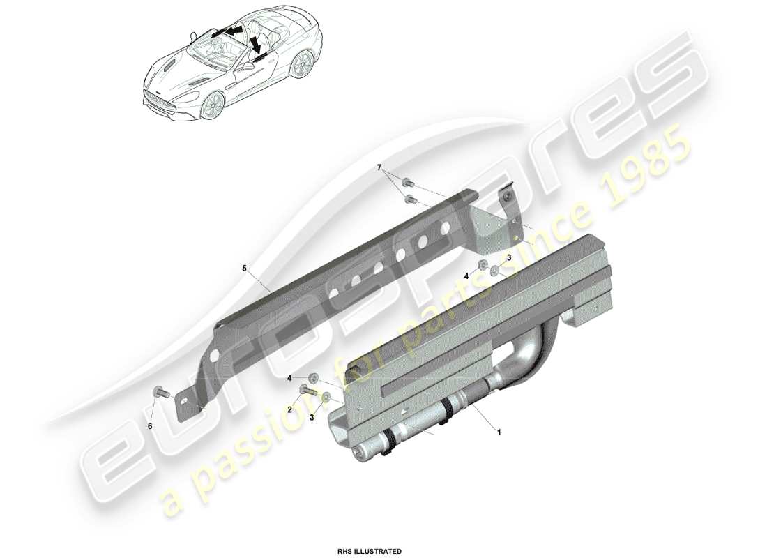 aston martin vanquish (2013) curtain airbag, volante parts diagram