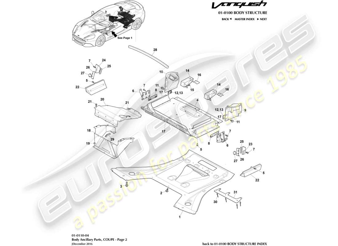aston martin vanquish (2015) ancillary parts, coupe, page 2 part diagram