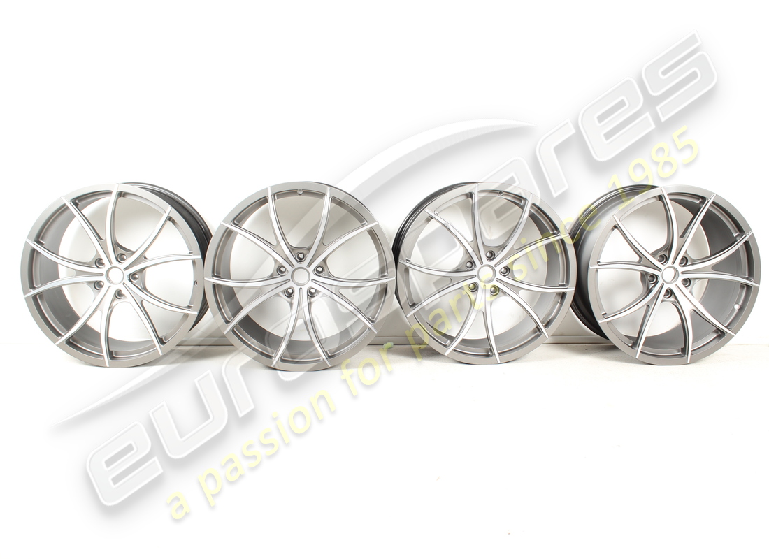 NEW FERRARI WHEEL SET (FORGED GRIGIO CORSA DIAMOND POLISHED) 20 INCH WITH STUDS. PART NUMBER 70002004 (1) new ferrari wheel set (forged grigio corsa diamond polished) 20 inch with studs. part number 70002004 (1)