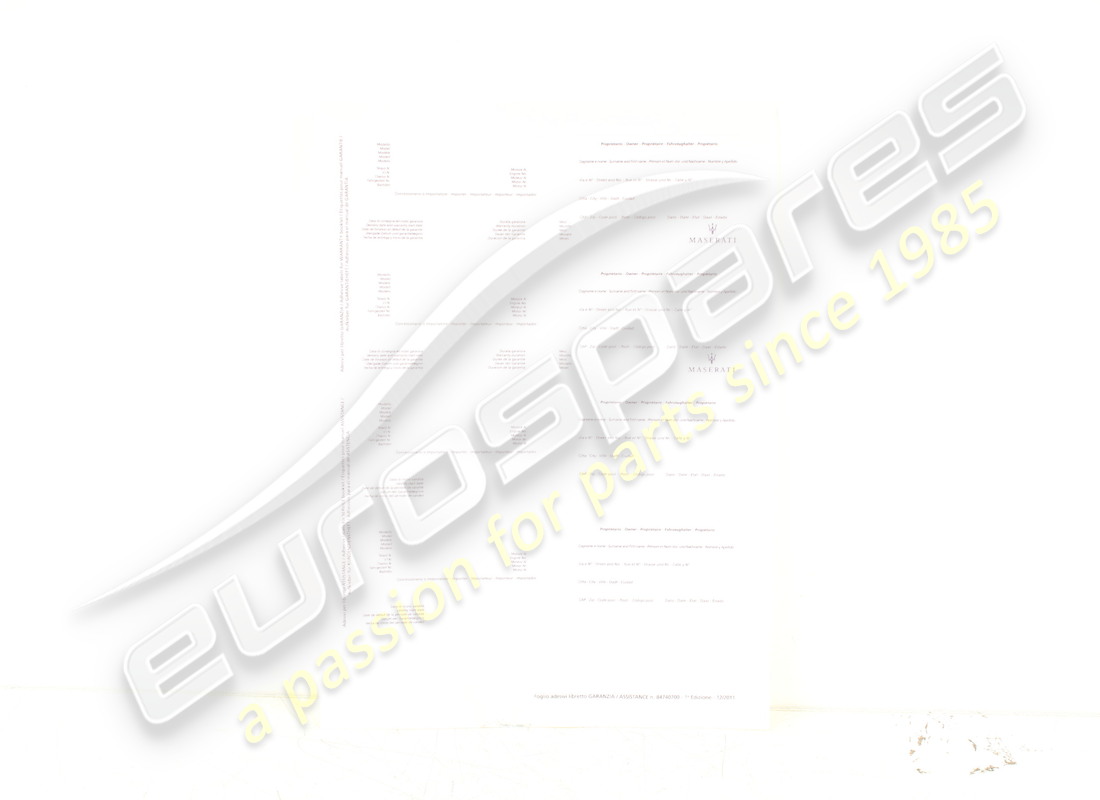 NEW MASERATI ADHESIVE LABELS FOR WARRANTY. PART NUMBER 84740700 (1) new maserati adhesive labels for warranty. part number 84740700 (1)