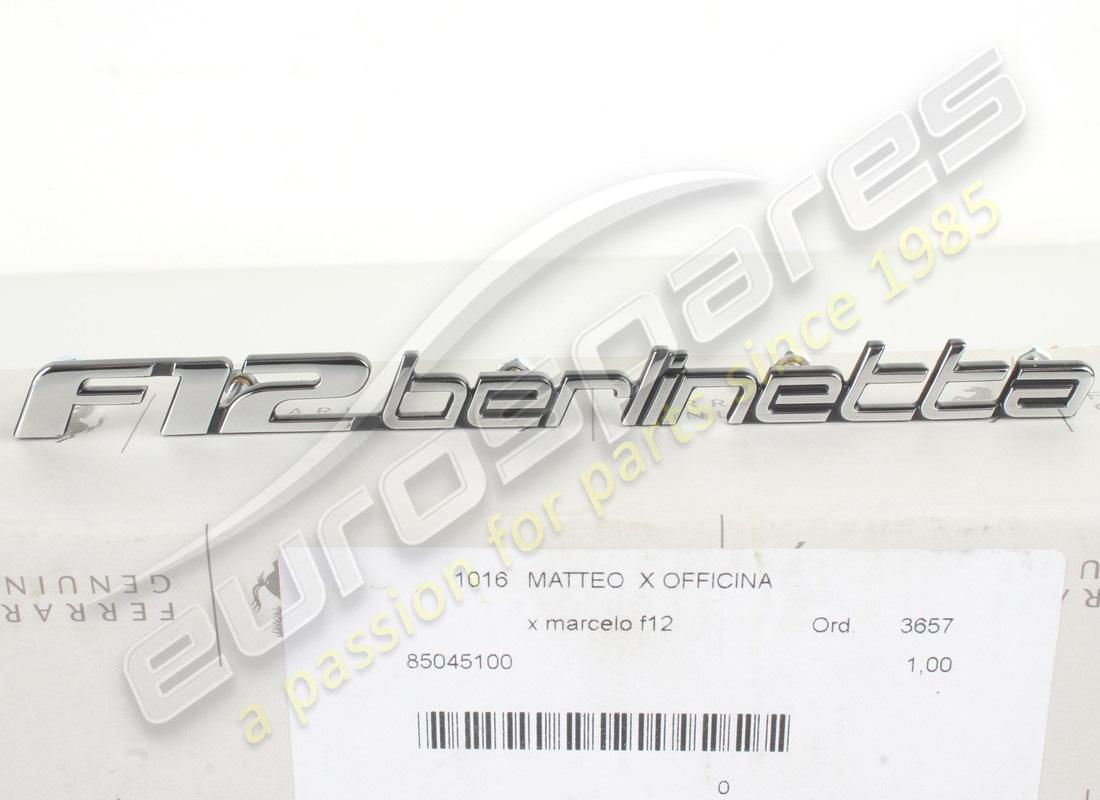 NEW FERRARI F12 BERLINETTA BADGE. PART NUMBER 85045100 (2) new ferrari f12 berlinetta badge. part number 85045100 (2)