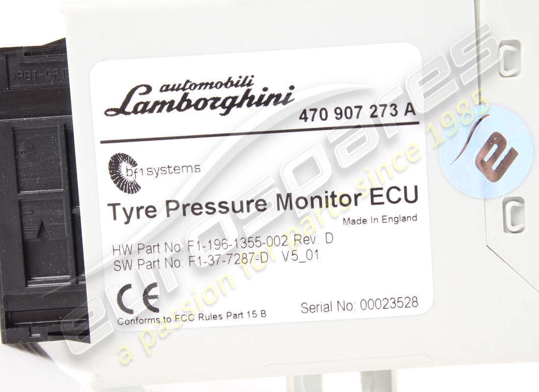USED LAMBORGHINI TIRE PRESSURE. PART NUMBER 470907273A (2) used lamborghini tire pressure. part number 470907273a (2)