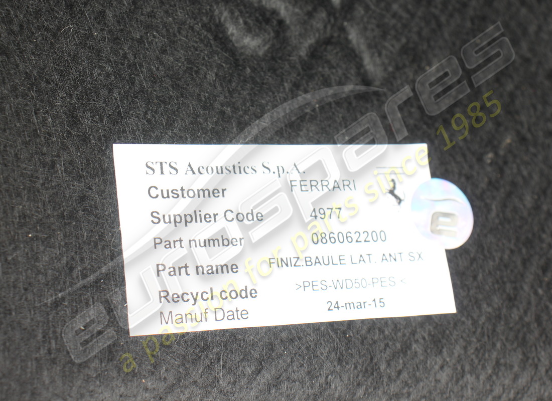 USED FERRARI LH LATERAL LUGGAGE COMPARTME. PART NUMBER 86062200 (3) used ferrari lh lateral luggage compartme. part number 86062200 (3)