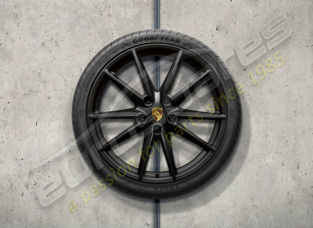 new porsche 20-/21-inch carrera s summer wheel and tire set painted in black (satin-gloss). part number 992044660c (1)
