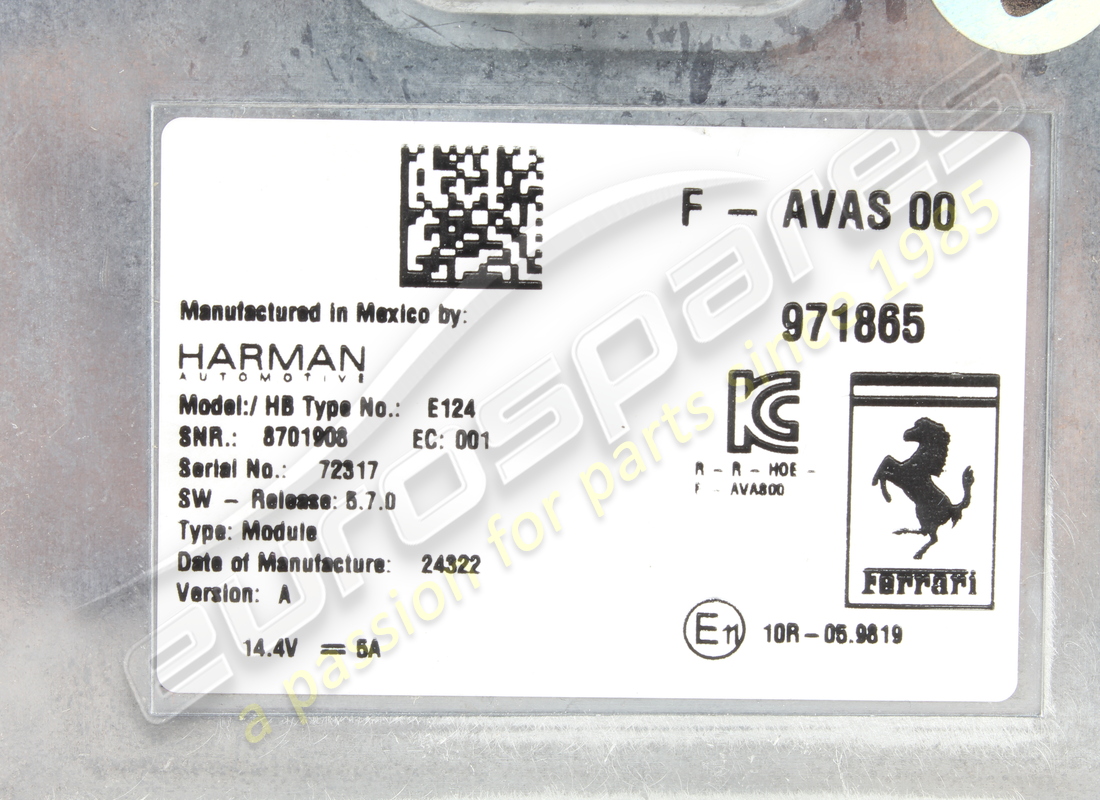 USED FERRARI ECU AVAS. PART NUMBER 971865 (2) used ferrari ecu avas. part number 971865 (2)