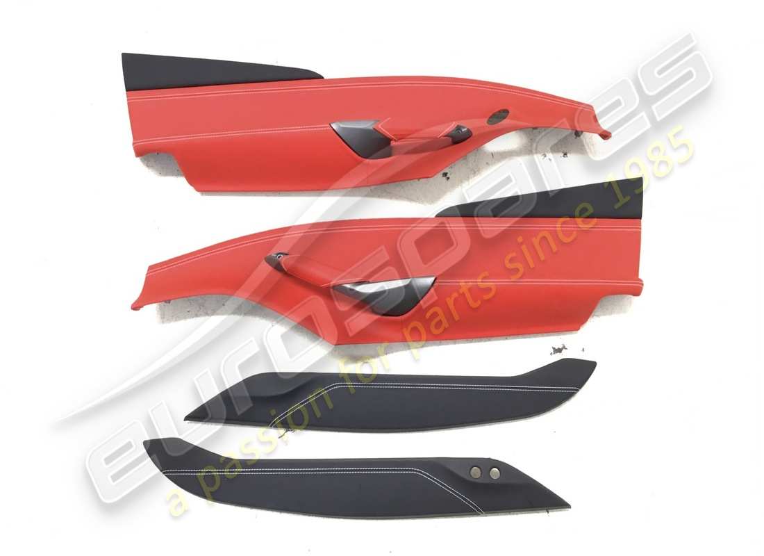 used eurospares ferrari 488 lh & rh door panels (red leather & white stitching). part number eap1374251 (1)