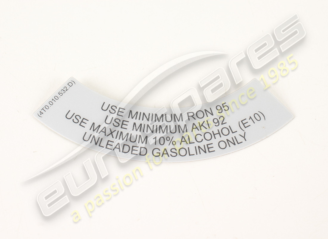 new lamborghini fuel type kraftstoffverbrauc. part number 4t0010532d (1)