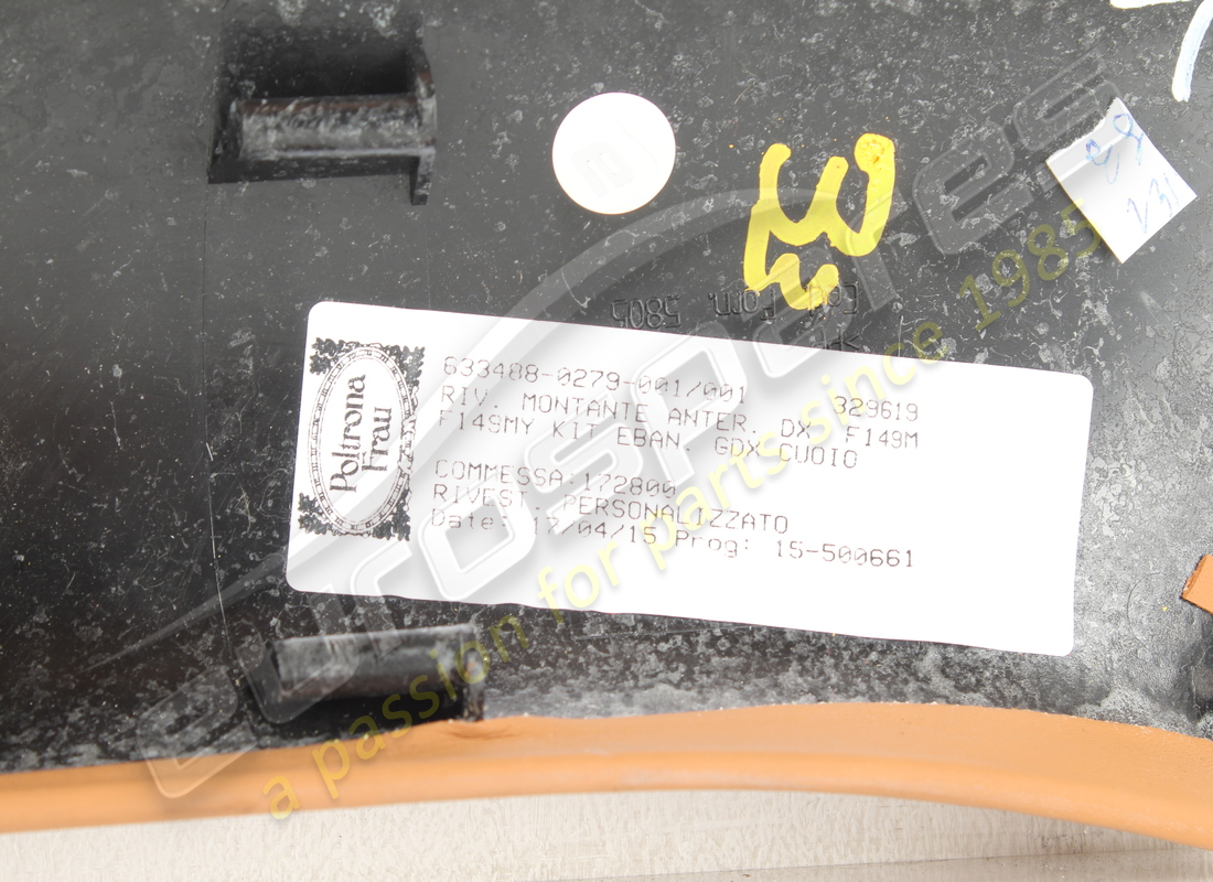 USED FERRARI COMPLETE RH FRONT POST COVE. PART NUMBER 87165629 (3) used ferrari complete rh front post cove. part number 87165629 (3)