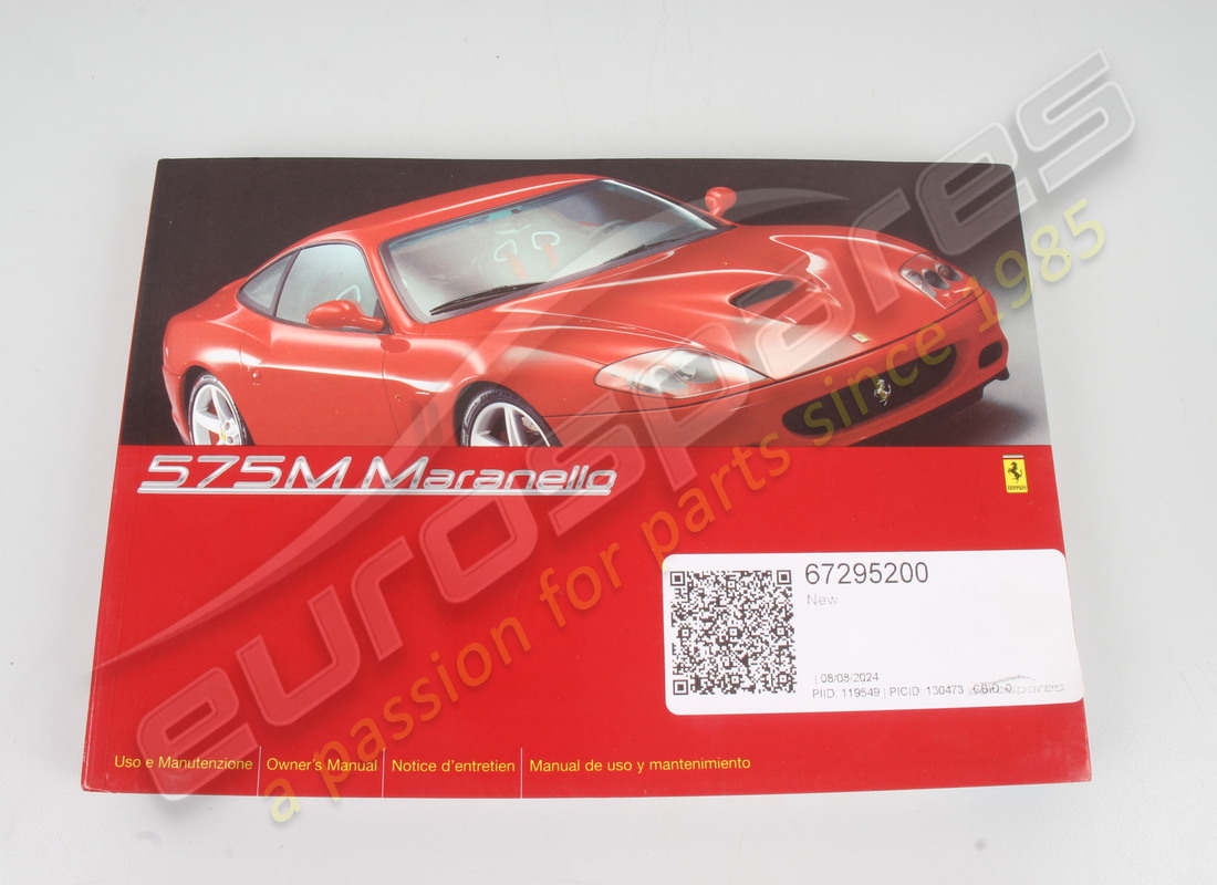 NEW FERRARI OWNER MANUAL.. PART NUMBER 67295200 (1) new ferrari owner manual.. part number 67295200 (1)
