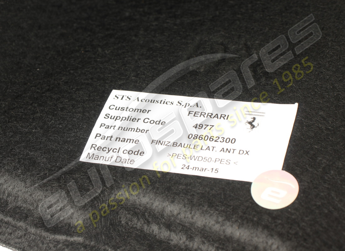 USED FERRARI RH LATERAL LUGGAGE COMPARTME. PART NUMBER 86062300 (3) used ferrari rh lateral luggage compartme. part number 86062300 (3)