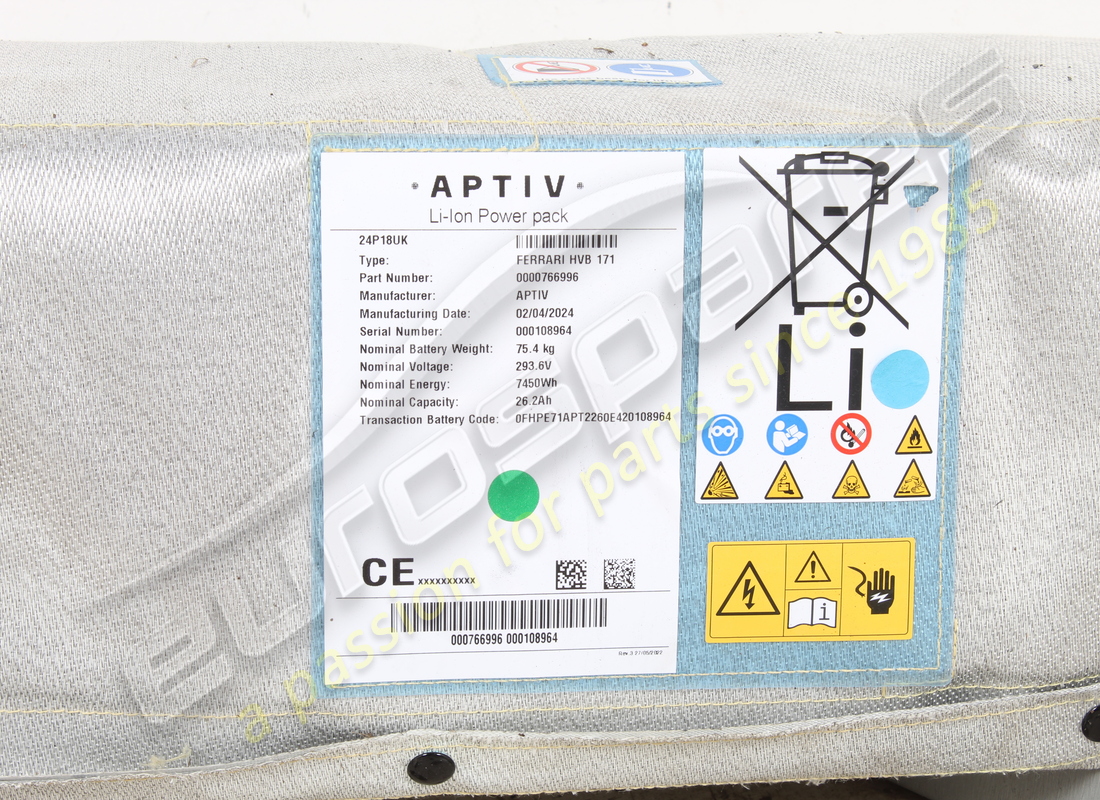 used ferrari battery hvb f171 level d. part number 766996 (3)