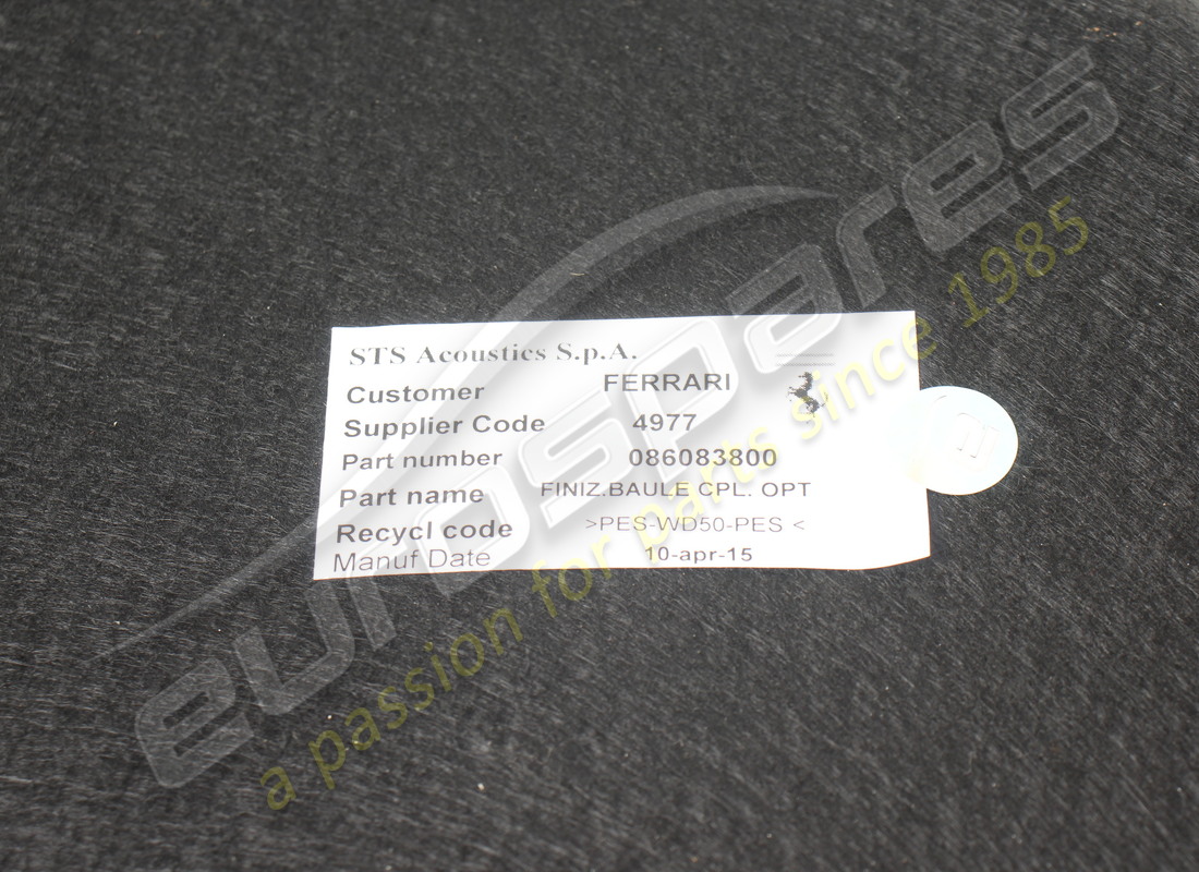 USED FERRARI RH LATERAL LUGGAGE COMPARTME. PART NUMBER 86083800 (4) used ferrari rh lateral luggage compartme. part number 86083800 (4)