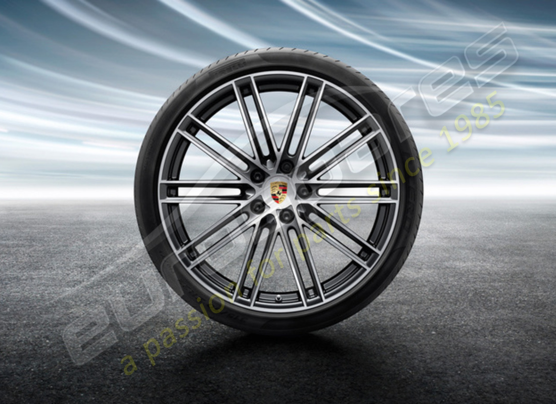NEW PORSCHE 22 INCH 911 TURBO DESIGN SUMMER WHEEL AND TYRE SET. PART NUMBER 9Y0044640M (1) new porsche 22 inch 911 turbo design summer wheel and tyre set. part number 9y0044640m (1)