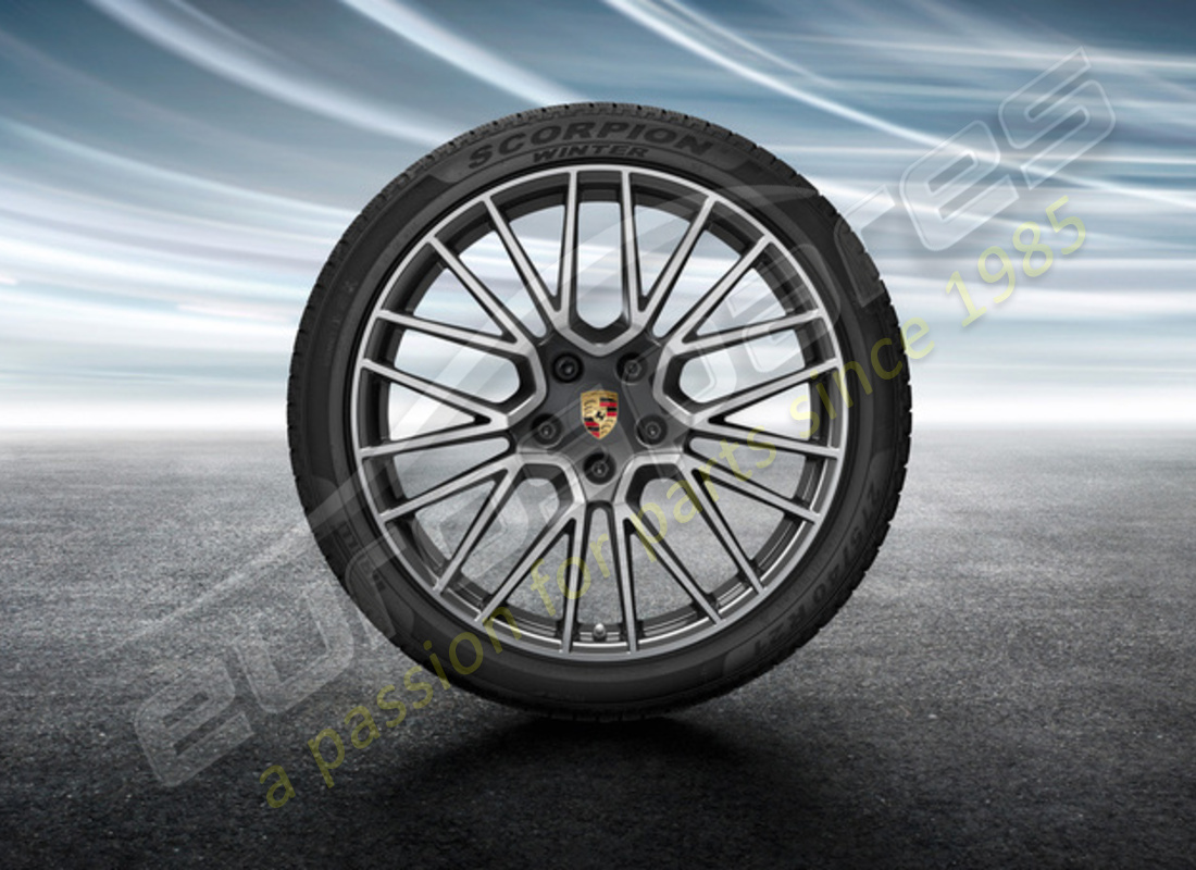 NEW PORSCHE 21 INCH RS SPYDER DESIGN WINTER WHEEL AND TYRE SET. PART NUMBER 9Y0044630H (1) new porsche 21 inch rs spyder design winter wheel and tyre set. part number 9y0044630h (1)