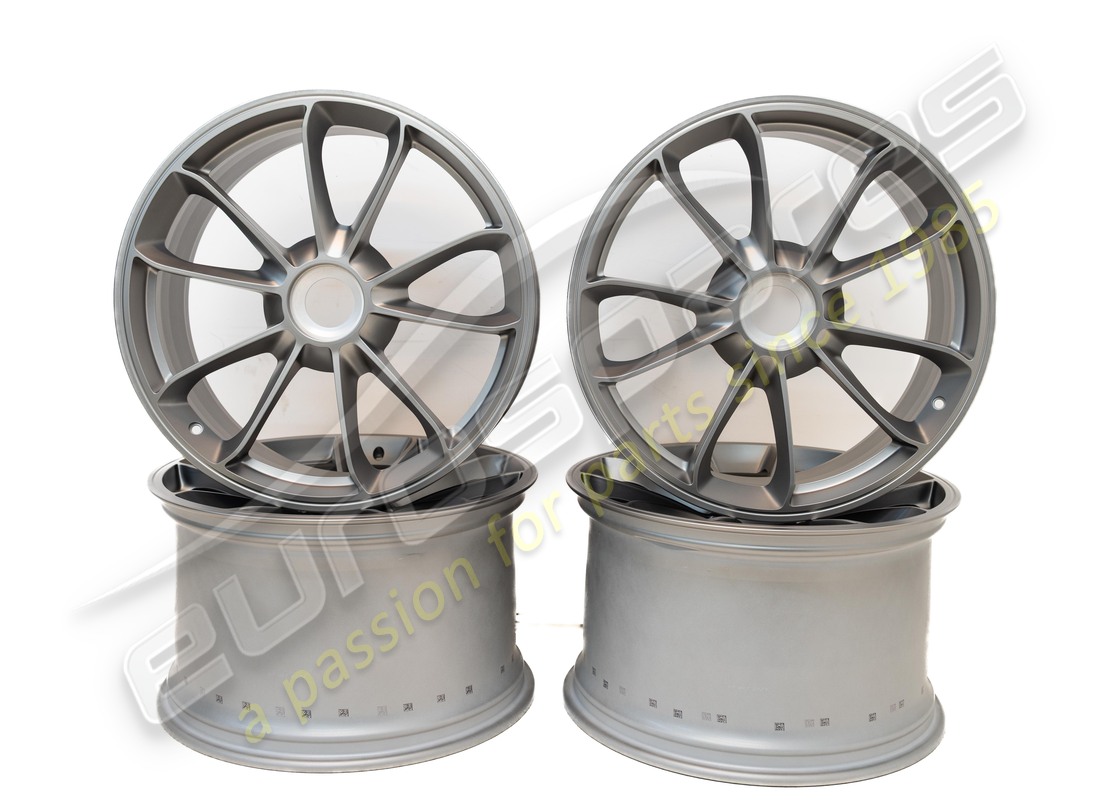 new porsche 20-inch gt3 set of wheels - in platinum (satin-gloss). part number 99104460311 (1)