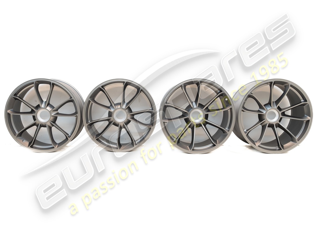 new porsche 20-inch gt3 set of wheels - in platinum (satin-gloss). part number 99104460311 (2)